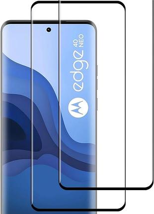 [2 pack] защитное стекло для motorola edge 40 neo – полное покрытие, 3d-края, антиударное, без пузырьков