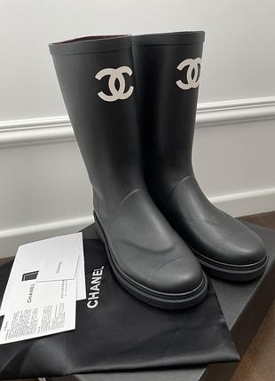 Жіночі гумові чоботи chanel чорні