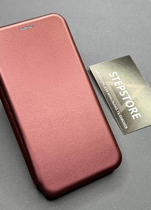 Чехол книжка 360 для motorola edge 60 neo кожаный с кармашком подставкой противоударный бордовый