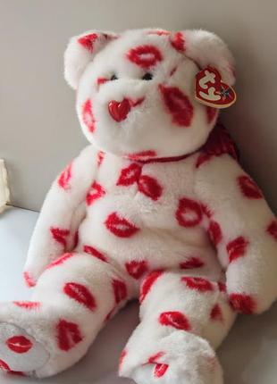 Rare vintage 2001 ty beanie buddy "smooch the bear" bnwt.