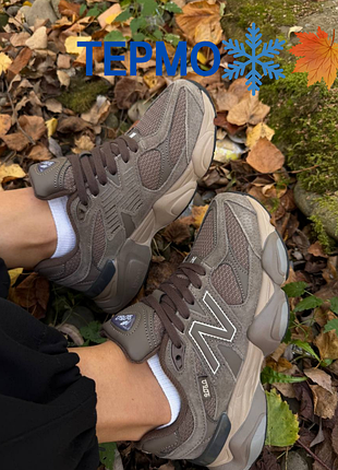 Женские термо кроссовки new balance 9060 brown v2 termo