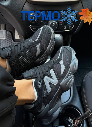 Женские термо кроссовки new balance 9060 black/grey v2 termo