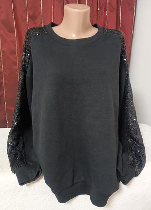Жіноча тепла кофта світшот чорна m&s collection 44 євро г