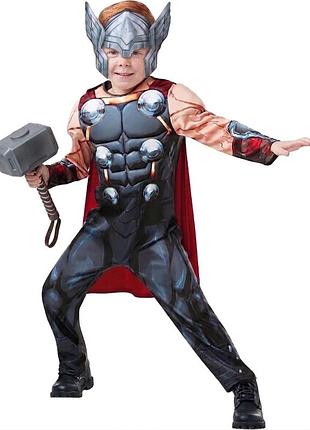Детский карнавальный маскарадный костюм thor тор marvel со шлемом и молотом новогодний хэллоуин halloween 3-4 года