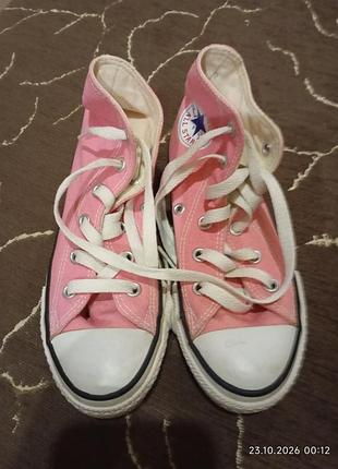 Кеди для дівчат converse високі рожеві 18.5 см