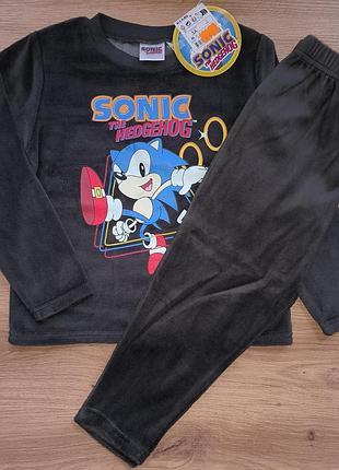 Піжама для хлопчиків kiabi sonic the hedgehog, чорна, 2-3 роки, велюр