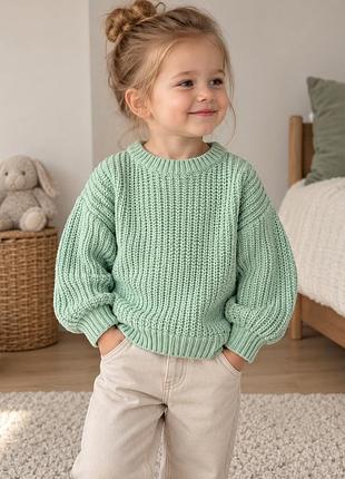 Светр h&m дитячий в’язаний м’ятний 98/104 на вік 2-4 роки
