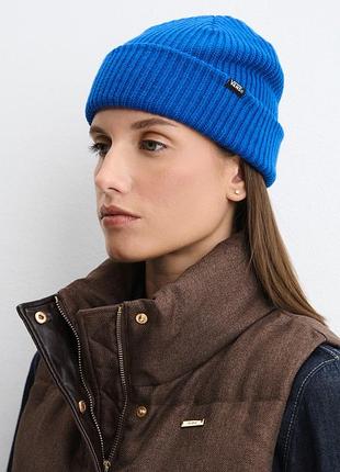 Шапка бини вязаная vans core basic cuff beanie синяя
