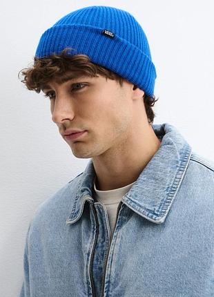 Шапка біні в'язана vans core basic cuff beanie синя 5