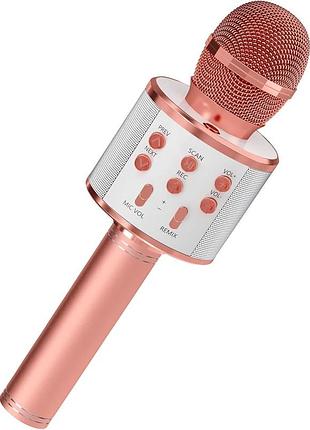 Детский караоке-микрофон с bluetooth – портативный микрофон для пения (розовое золото)