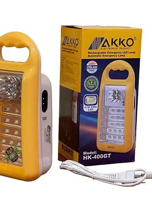 Фонарь лампа hk-400gt akko rechargeable emergency led lamp 26 led, мультифункциональный led фонарик