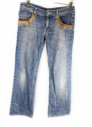 Джинсы armani jeans размер 29 прямые синие с металлическим логотипом, отличный