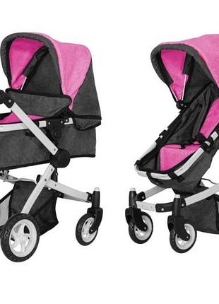 Тележка для куклы 2в1 9651b maestro rose red black с сумкой металл. в коробке р.52.5x15x38 carrello