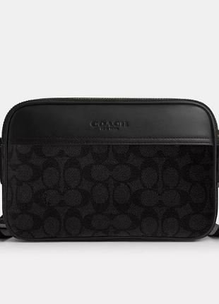 Сумка через плече coach graham crossbody bag in signature canvas gunmetal charcoal black