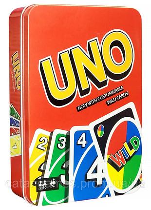 Настільна гра uno уно дикі карти в жестяній коробці / uno wild
