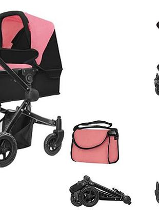Візок для ляльки 9651b "maestro" peach pink 2в1 з сумкою, в коробці р.45x14.5x38 см carrello