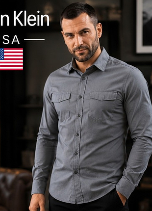 **calvin klein extreme slim fit — чоловіча сіра сорочка, оригінал, 48 розмір, сша 🇺🇸**