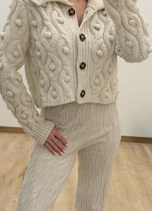 Розкішний в’язаний костюм zara + evis 🤍 молочний, коси, s–m