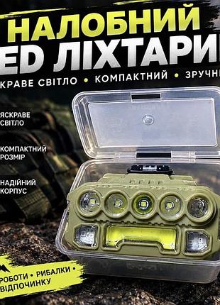Налобний led-ліхтар у кейсі хакі/олива