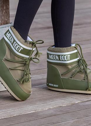 Зимові жіночі чоботи moon boot haki  36-41 новинка