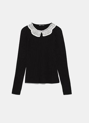 Тонкий светр zara з контрастним коміром