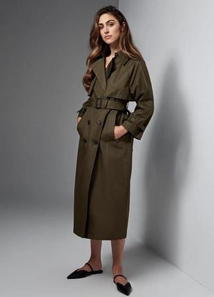 Довгий бавовняний тренч zara