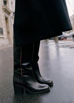 Zara кожаные сапоги