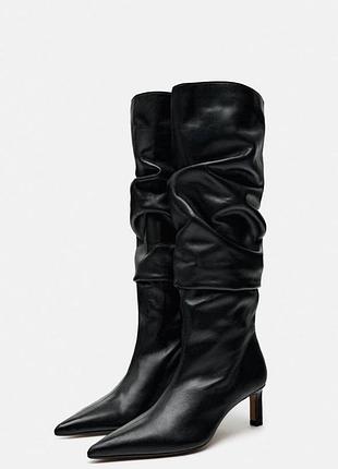 Сапоги zara кожаные