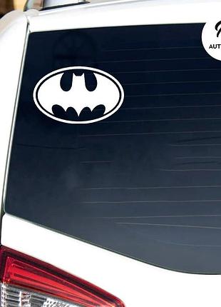 Наклейка на авто машину логотип batman, 30х20 см белая