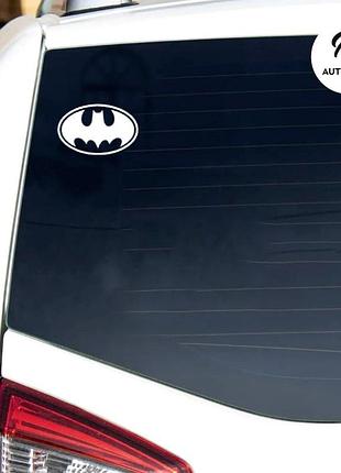 Наклейка на авто машину логотип batman, 10х6 см 2 шт. белая