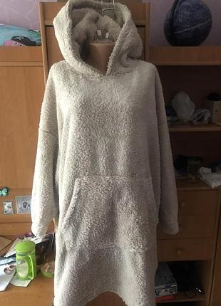 Мехушка, плюшевая туника, длинная, кофта, худи, 3-5xl. ohs. слип, пижама. в идеале