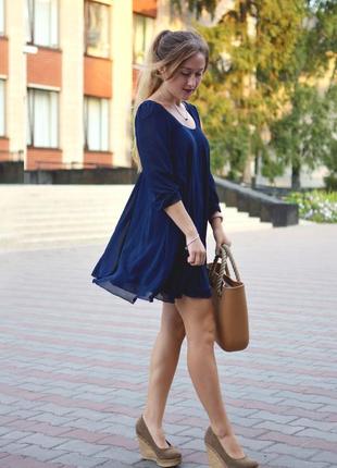 Темно-синє легке плаття оверсайз new look1 фото