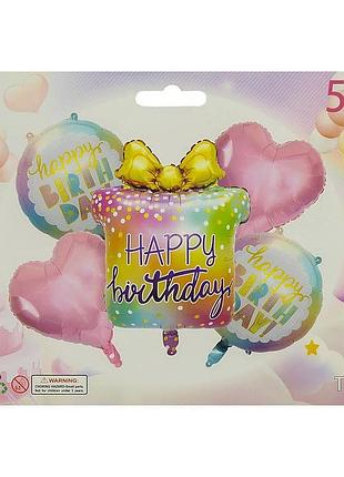 Набір фольгованих кульок для фотозони happy birthday tz-345 5 шт святкові повітряні кульки на день народження