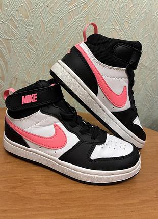 Кросівки для дівчинки nike високі чорно-біло-рожеві 28 розмір