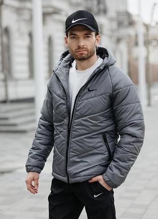 Демисезонная куртка nike мужская серая s-5xl