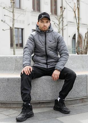 Серая куртка nike мужская s-5xl демисезонная