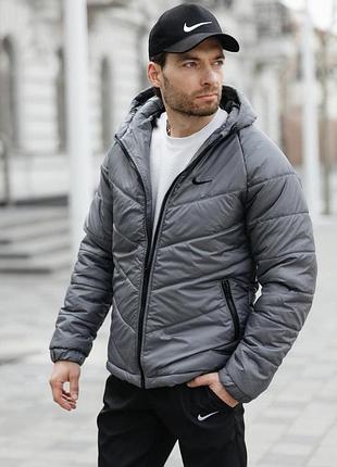 Демисезонная куртка серая мужская nike s-5xl