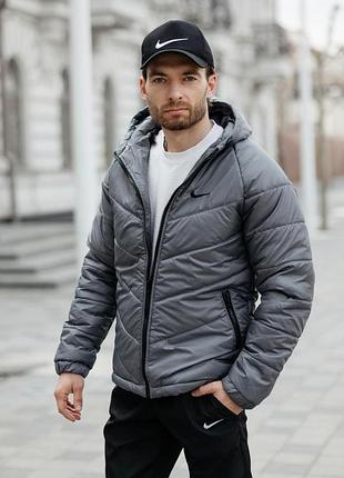 Nike куртка мужская серая демисезонная s-5xl