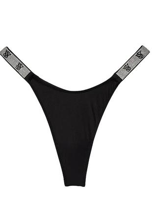 Чорні трусики-стринги victoria's secret зі стразами