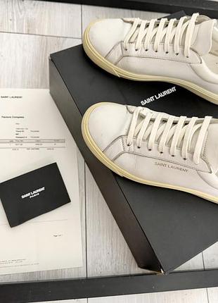 Оригінальні кеди saint laurent білі шкіряні низькі на шнурівці