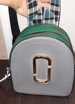 Рюкзак жіночий marc jacobs сірий із зеленим