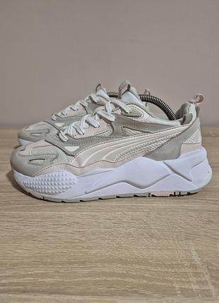 Кросівки жіночі puma бежево-сірі, розмір 38.5, устілка 24.5 см, шкіра