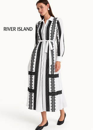 River island неймовірна сукня сорочка під пояс з мереживом