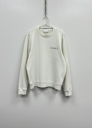 Крутий світшот lacoste embroidery signature logo sweatshirt white