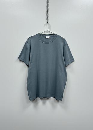 Базова футболка massimo dutti studio cotton short sleeve relaxed t-shirt light blue