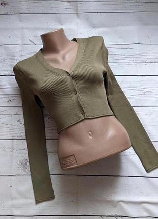 Жіночий джемпер zara хакі в рубчик розмір s-m