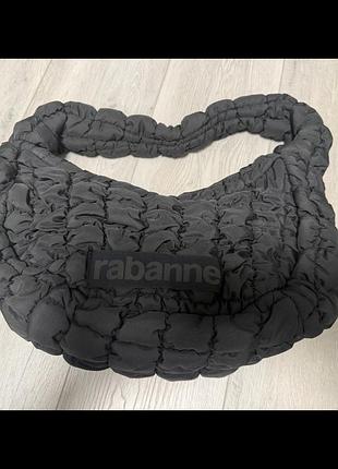 Сумка жіноча rabanne хобо стьобана чорна