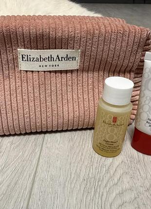 Косметичка жіноча elizabeth arden рожева текстильна в рубчик