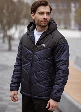 Мужская куртка the north face демисезонная черно-синяя s-5xl