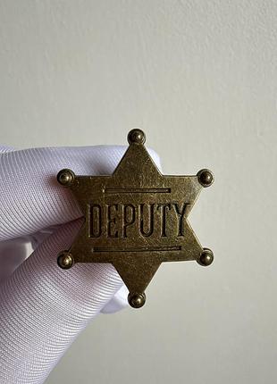 Пін значок металевий брошка «deputy» — жетон помічника шерифа у формі зірки